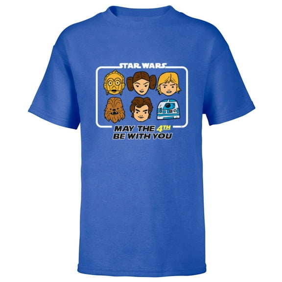 Star Wars May the 4th Be With You Classic Movie Characters - Short Sleeve T-Shirt for Kids - Customized-Royal