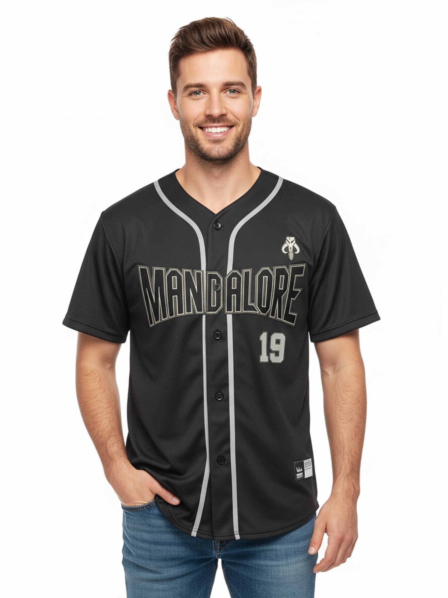 Star Wars, Men's & Big Men's Button-Up Graphic Jersey, Mandalorian, Sizes SM-3XL