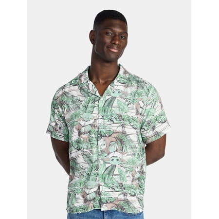 Star Wars Men's and Big Men's The Mandalorian Graphic Button-Up Shirt, Sizes S-3XL