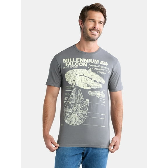 Star Wars, Men's & Big Men's Millenium Falcon Corellian Freighter Graphic Tee Shirt, Sizes S-3XL