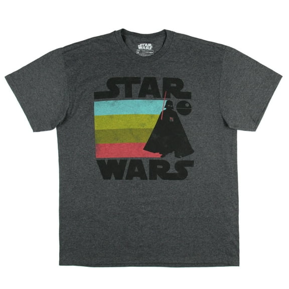 Star Wars Men's Darth Vader Color Bar Slightly Distressed Graphic T-Shirt