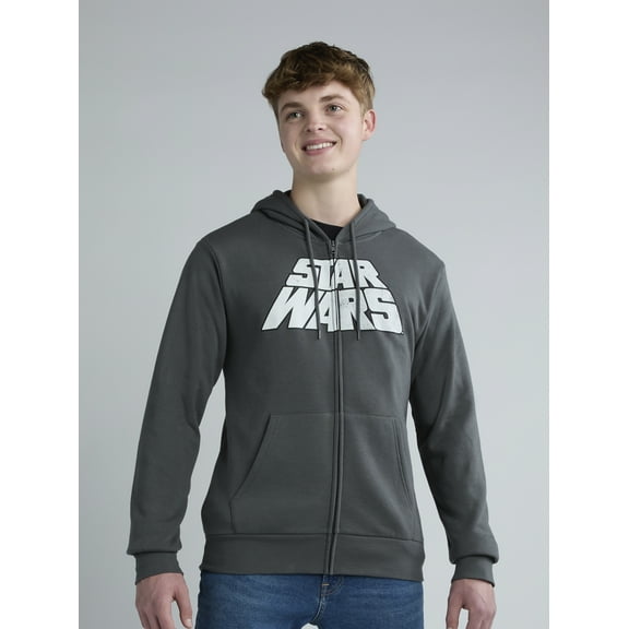 Star Wars Men's Graphic Print Zip Up Hoodie with Long Sleeves, Sizes S-2XL