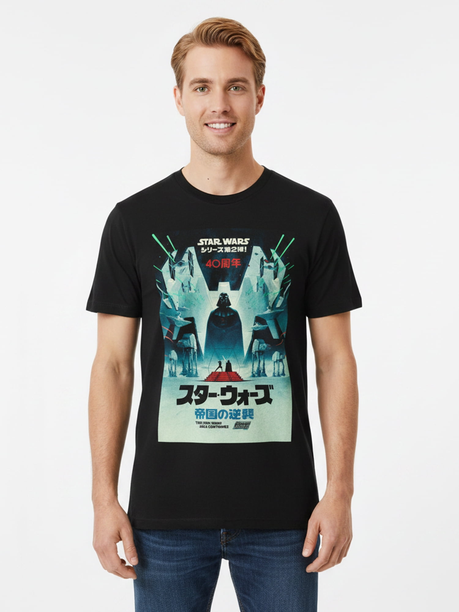 Star Wars Men’s Graphic Short Sleeve Tee, Japanese-Style Movie Poster, Sizes S–3XL