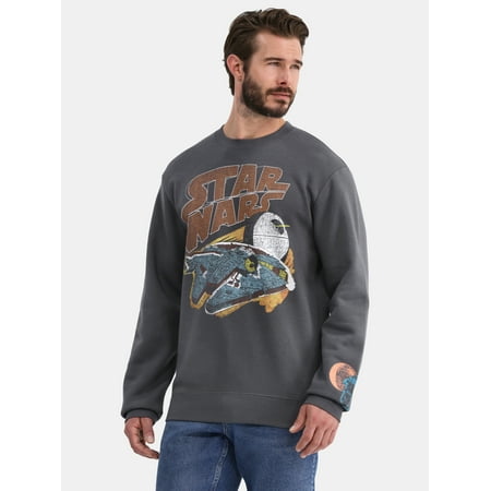 Star Wars Men's & Big Men's Millennium Falcon Death Star Graphic Print Crewneck Sweatshirt, Sizes S-2XL