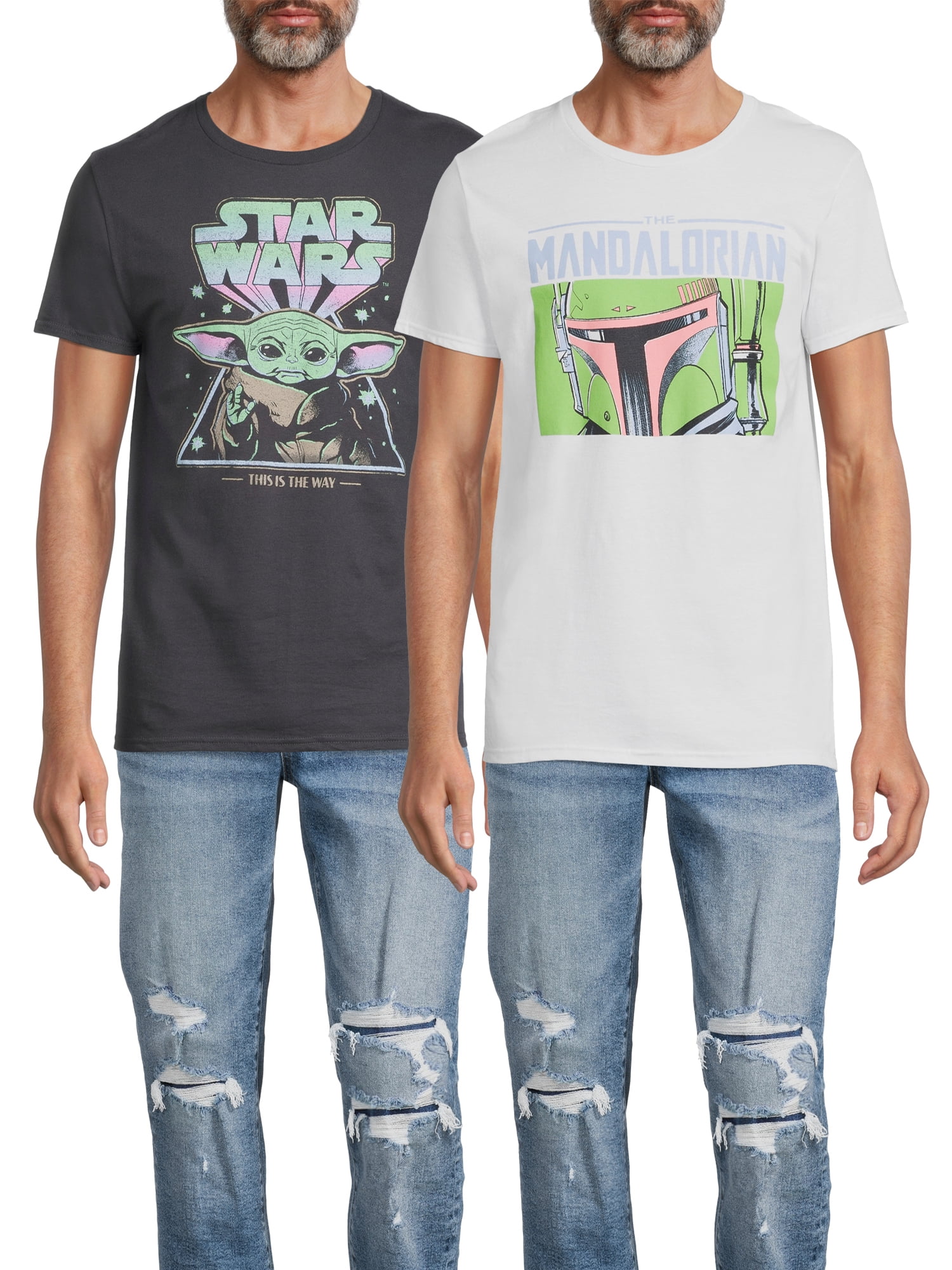 Star Wars Men's Grogu and Boba Fett Graphic Tees, 2-Pack