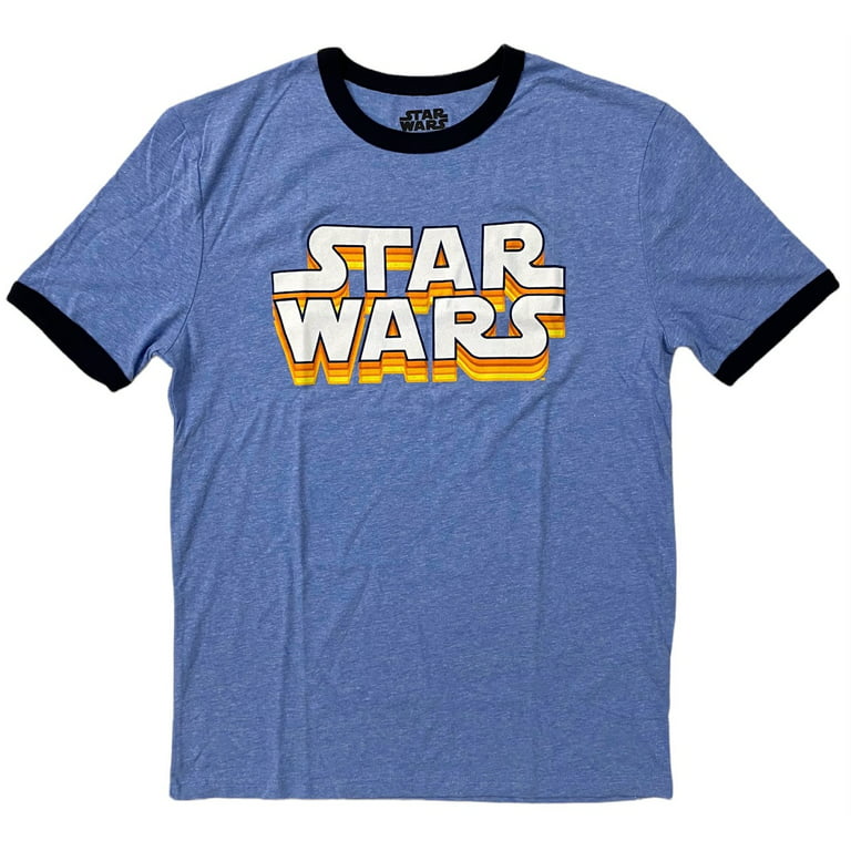 Star Wars Men\'s Men\'s Officially Licensed Retro Vintage Graphic Tee T-Shirt  (Large, Baby Blue (Retro Logo))