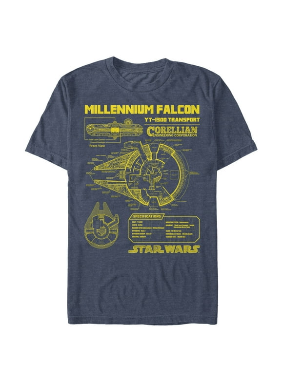 Star Wars Men's Millennium Falcon Schematics T-Shirt