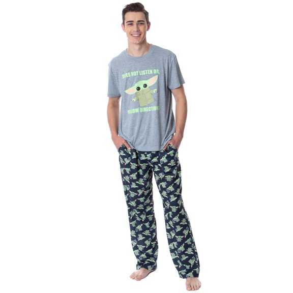 Star Wars Men's The Mandalorian Baby Yoda Grogu Cartoon Sleep Pajama Set