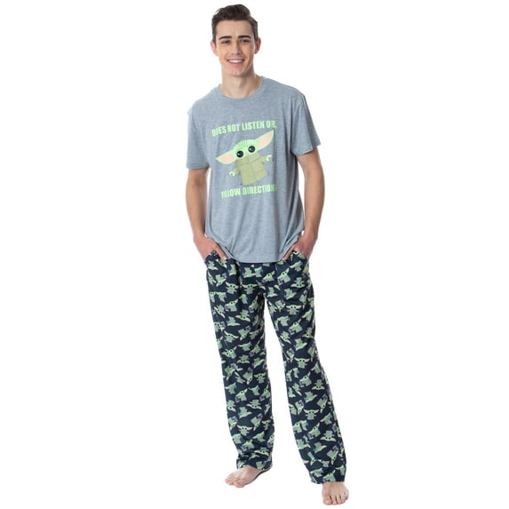 Star Wars Men's The Mandalorian Baby Yoda Grogu Cartoon Sleep Pajama Set