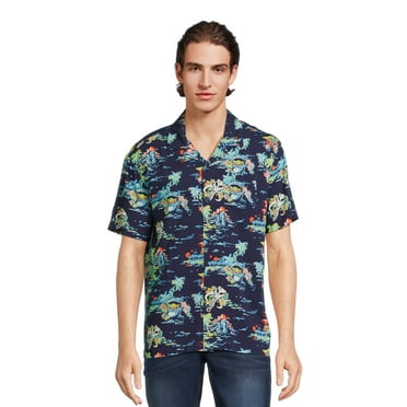 Star Wars Men’s and Big Men’s Tropic Baby Yoda Button Front Shirt with Short Sleeves, Sizes S-3XL