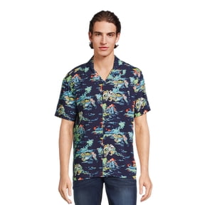 Star Wars Men’s and Big Men’s Tropic Baby Yoda Button Front Shirt with Short Sleeves, Sizes S-3XL
