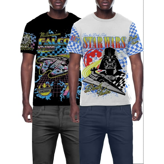 Star Wars, Mens Graphic Tee, Falcon Vader Race, 2-Pk, Sizes S-3XL