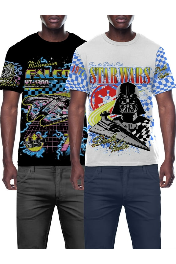 , Mens Graphic Tee, Falcon Vader Race, 2-Pk, Sizes S-3XL