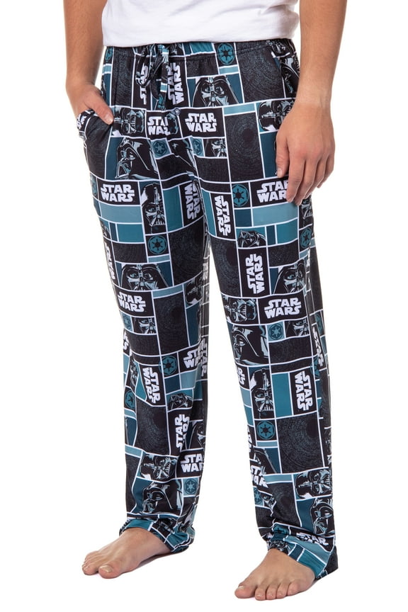 Star Wars Mens' Movie Film Logo Darth Vader Helmet Sleep Pajama Pants