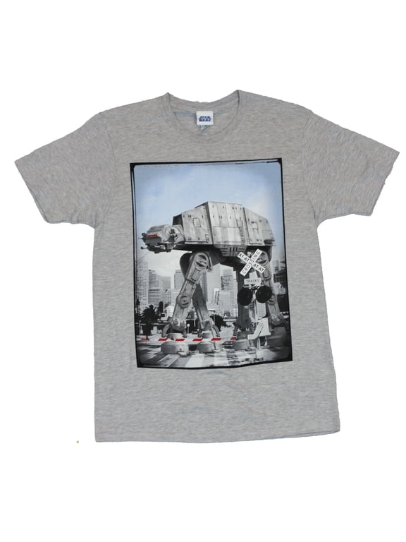 Mens T-Shirt - AT AT in The City Image on Gray (Small)