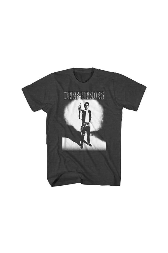 Star Wars Mens T-Shirt - Han Solo Nerf Herder Standing Up Image (Small)