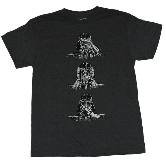 Star Wars Mens T-Shirt - Hear No Evil See No Evil Speak No Evil Vader Pics (Medium)