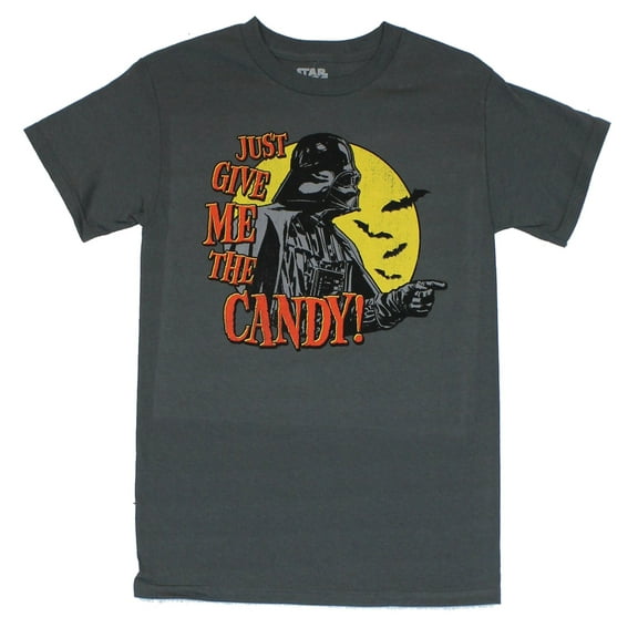 Star Wars Mens T-Shirt -"Just Give Me The Candy" Darth Vader Image (Large)