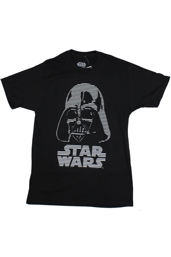Star Wars Mens T-Shirt - Lined Dashed Vade Face Image (Large)