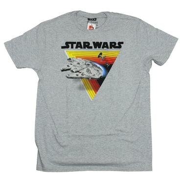 Star Wars  Mens T-Shirt - Millennium Falcon Racing Through Retro Triangle (2X-Large)