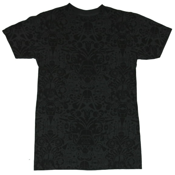 Star Wars Mens T-Shirt - Ornate All Over Darth Vader and Imperial Images Pattern (X-Small)
