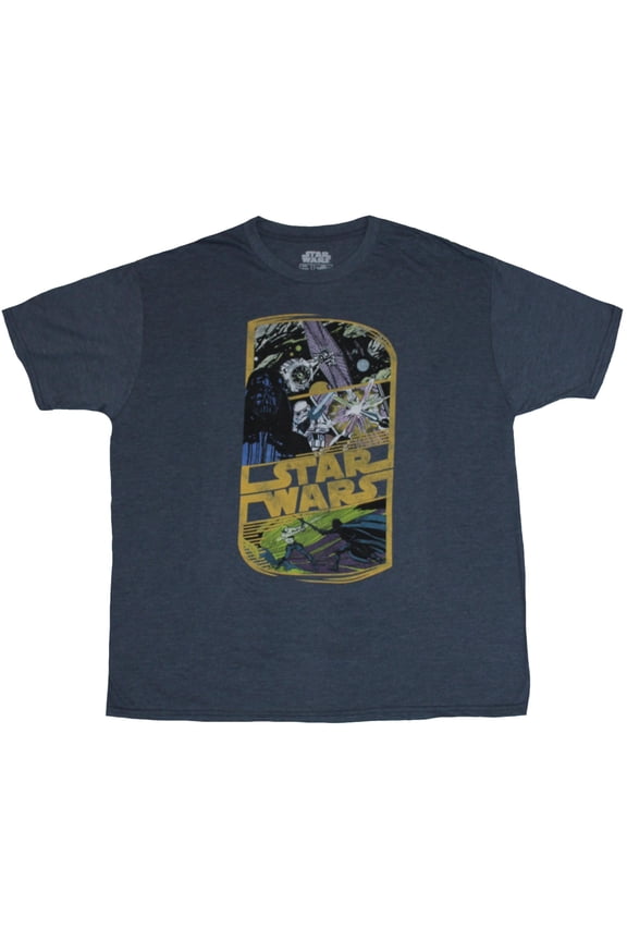Mens T-Shirt - Rectangled Tie Fighter Darth Vader, Saber Art Logo (Medium)