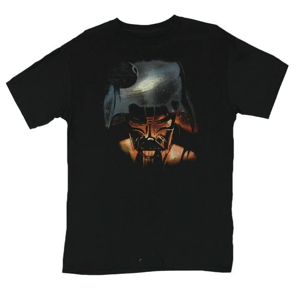 Star Wars Mens T-Shirt  - Space Image Filled Darth Vader Face Image (Medium)
