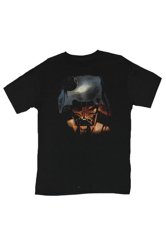 Mens T-Shirt  - Space Image Filled Darth Vader Face Image (Medium)