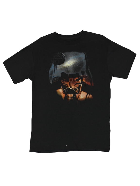 Mens T-Shirt - Space Image Filled Darth Vader Face Image (Medium)