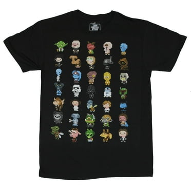 Star Wars  Mens T-Shirt - Tiny Death Star 35 Classic Pixelated Character Images (Small)