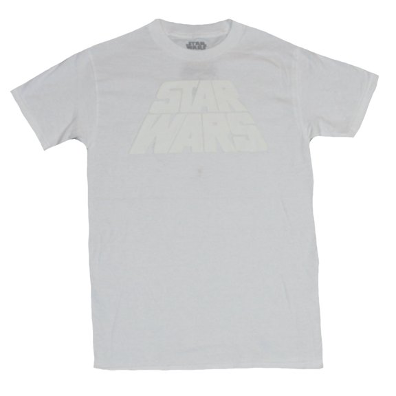 Star Wars Mens T-Shirt - White Print Classic Name Word Crawl Logo (2X-Large)