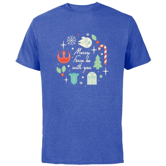 Star Wars Merry The Force Be With You - Short Sleeve Cotton T-Shirt for Adults - Customized-Royal Heather