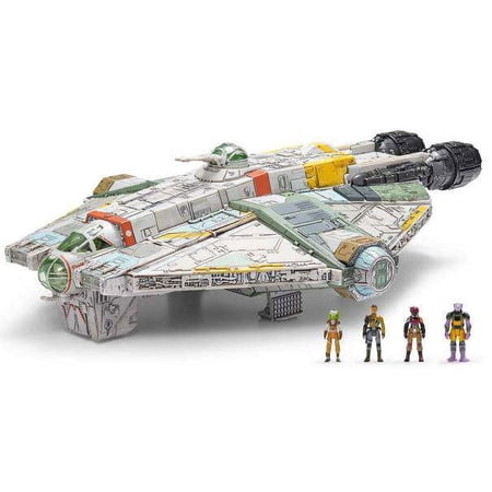 Star Wars Micro Galaxy Squadron Ghost Vehicle (Lights, Sounds & 4 Micro Figures)
