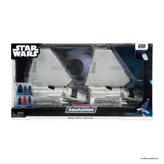 Open Box Star Wars Micro Galaxy Squadron Imperial Shuttle Battle Pack - Deluxe Set with Two Vehicles and Six 1-Inch Micro Figure Accessories