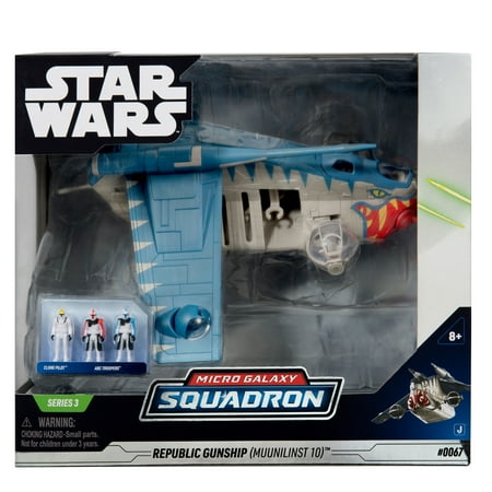 Star Wars Micro Galaxy Squadron Republic Gunship (Muunilinst-10) - 8-inch Starfighter Class Vehicle with Three Micro Figure Accessories