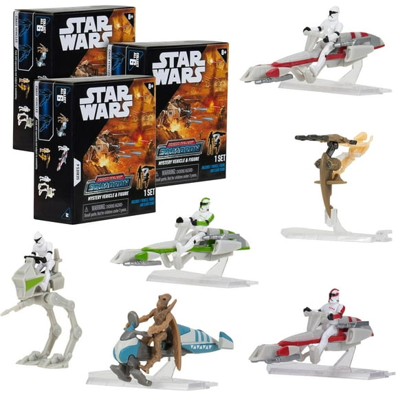 Star Wars Micro Galaxy Squadron Scout Class Blind Box, 3-Pack - Series 6 - Receive 3 of 6 Assorted Collectible 2.5" Vehicles & 1" Figure - Gift for Kids, Teens, Adults - 8+