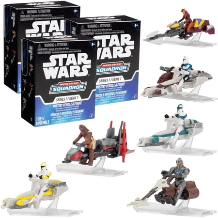 Star Wars Micro Galaxy Squadron Scout Class Blind Box, 3-Pack - Series 7 - Receive 3 of 6 Assorted Collectible 2.5" Vehicles & 1" Figure - Gift for Kids, Teens, Adults, Men, Father's Day, Dad - 8+