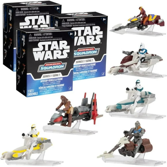 Star Wars Micro Galaxy Squadron Scout Class Blind Box, 3-Pack - Series 7 - Receive 3 of 6 Assorted Collectible 2.5" Vehicles & 1" Figure - Gift for Kids, Teens, Adults, Men, Father's Day, Dad - 8+
