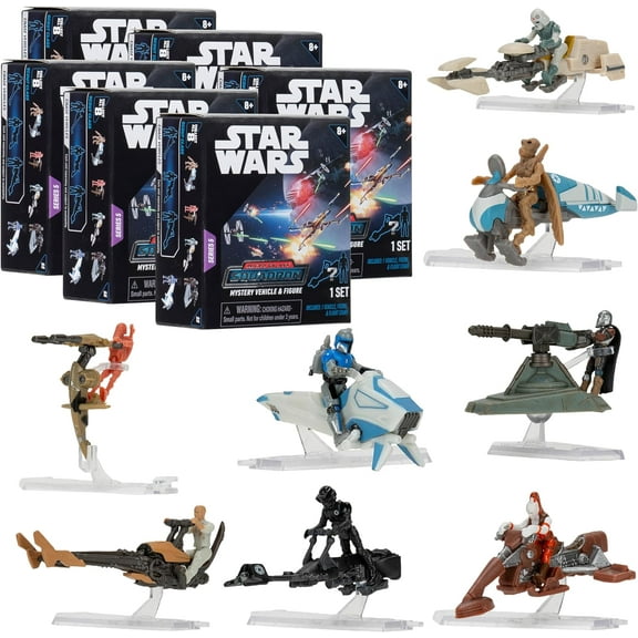 Star Wars Micro Galaxy Squadron Scout Class Mystery Box 6-Pack Plush- Series 5 - Assorted 2.5" Mini Vehicles & Figures - Great Gift for Kids & Fans