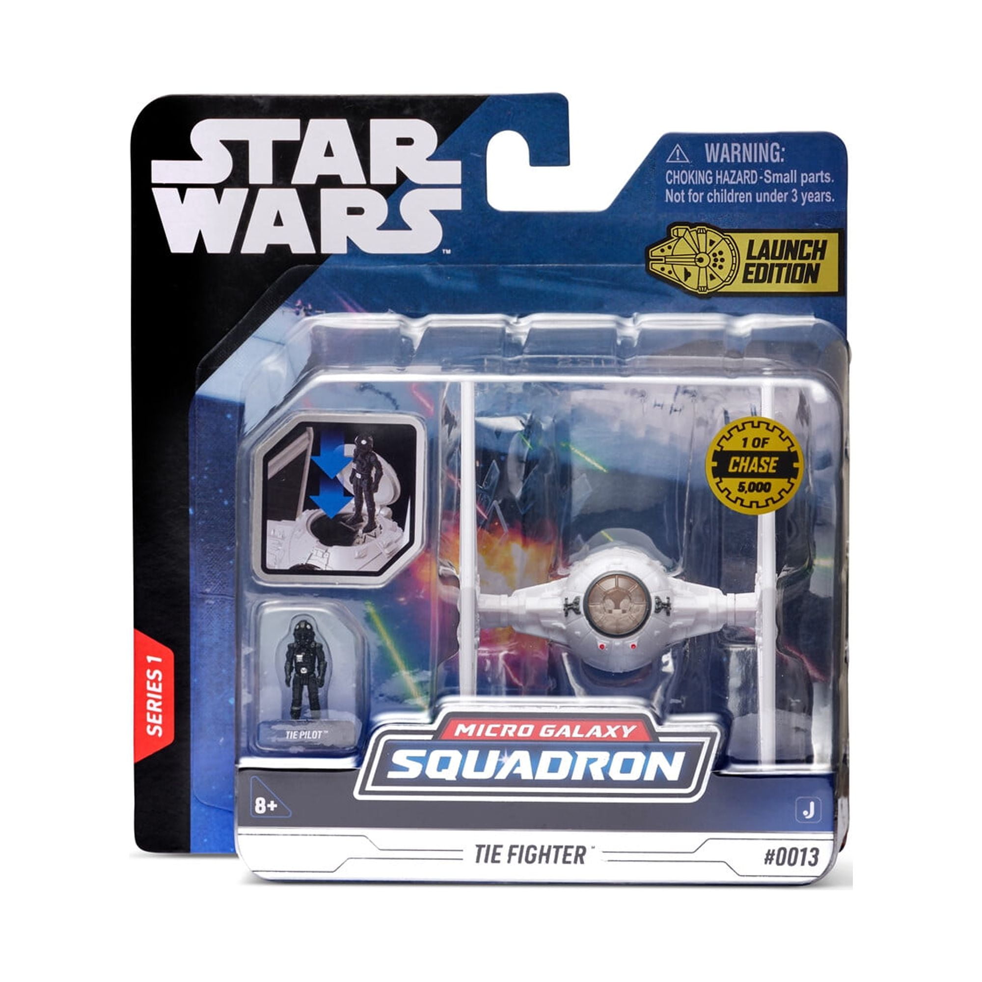 Star Wars Micro Galaxy Squadron TIE Fighter (White) - 3 inch Light Armor Class Vehicle with 1 inch TIE Pilot Micro Figure Accessory