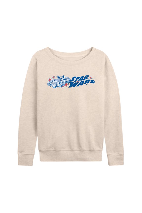 - Millennium Falcon Red White Blue Stars - Women's French Terry Long Sleeve Pullover