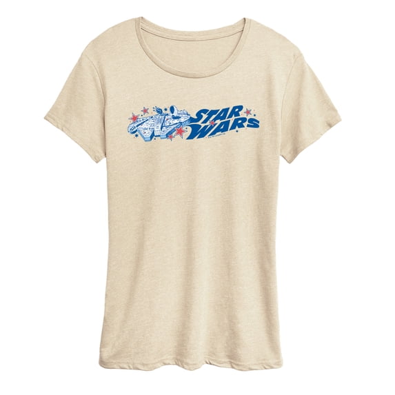 Star Wars - Mil Falcon Rwb Stars Horizontal Chest Short Sleeve Graphic T-Shirt