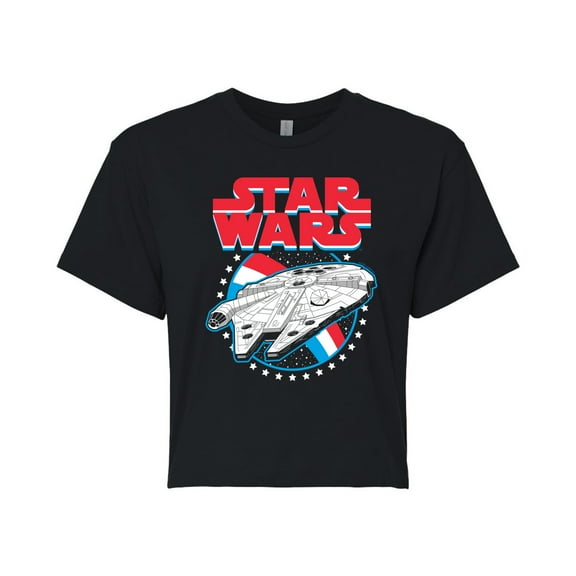 Star Wars - Millennium Falcon Americana - Juniors Cropped Tee