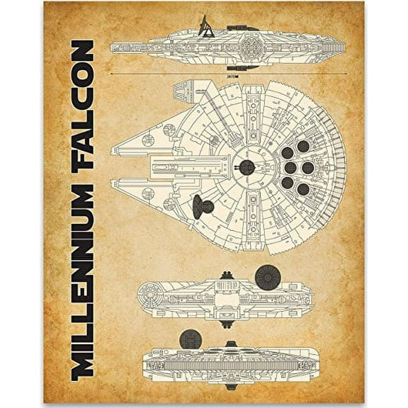 Star Wars Millennium Falcon Art Print - 11x14 Unframed Art Print - Great Gift for Star Wars Fans