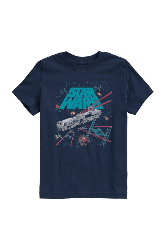 - Millennium Falcon Battle - Youth Boys Short Sleeve Graphic T-Shirt
