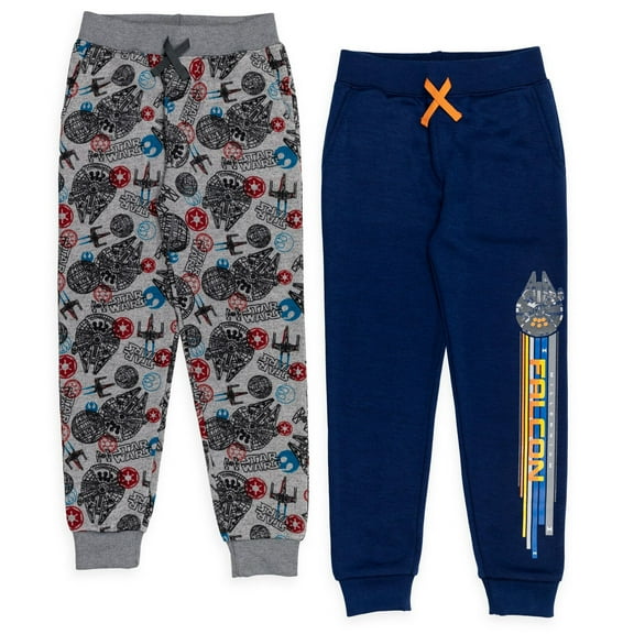 Star Wars Millennium Falcon Big Boys Fleece 2 Pack Pants Grey / Blue 18-20