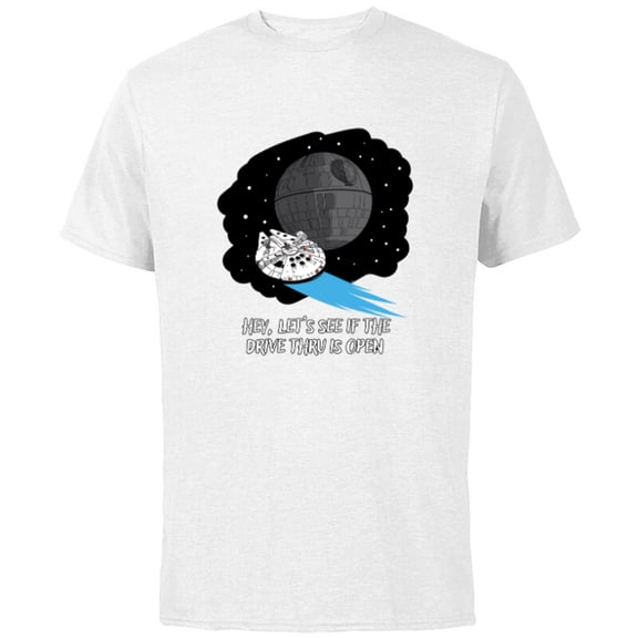 Star Wars Millennium Falcon Death Star Drive Thru Funny - Short Sleeve Cotton T-Shirt for Adults - Customized-White