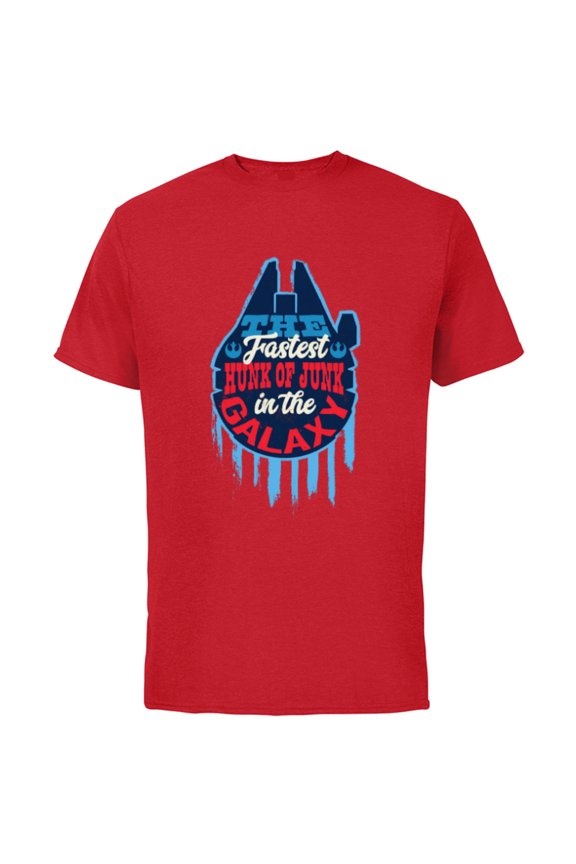 Millennium Falcon Fastest Hunk of Junk USA - Short Sleeve Cotton T-Shirt for Adults - Customized-Red