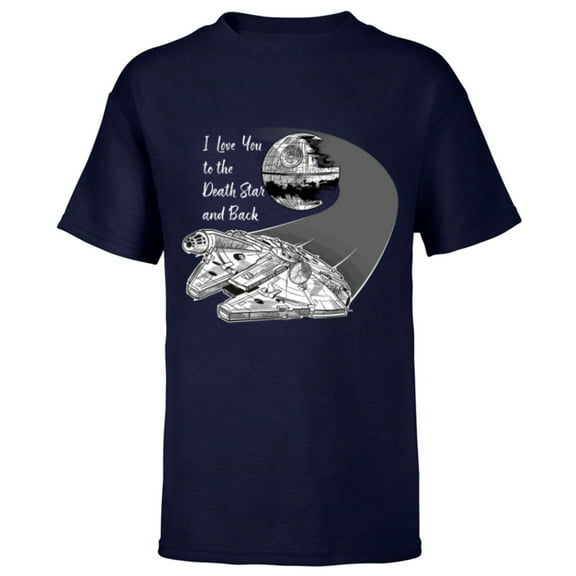 Star Wars Millennium Falcon I Love You Valentine’s Wedding - Short Sleeve T-Shirt for Kids - Customized-Navy