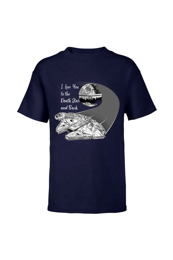 Millennium Falcon I Love You Valentine’s Wedding - Short Sleeve T-Shirt for Kids - Customized-Navy
